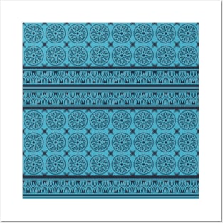 African Ethnic Tribal Blue Turquoise Pattern Posters and Art